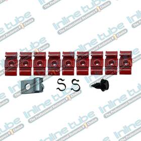 Cif306 Inline Tube 65-66 Impala Bel Air 3/8 With Ret Fuel Line Clips Clamp Bracket Set