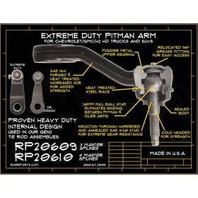 Rp20610 Rare Parts Extreme Duty Pitman Arm 2002-06 Cadillac 1999-2011 Chevy