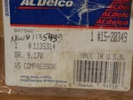 Gm #1135314 Oem-a/c Compressor Acdelco 15-20349 Grand Am/cavalier Free Shipping. Fixed Price $195.00.
