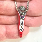 Dvh Red Fordite Stalactite Drip Bead Pendant Michigan Chv Frd Jp 35X9X7MM (6609). Fixed Price $37.99.