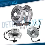 6PC Front Drilled Rotors Pads Wheel Hub For Vw Routan Town Country Grand Caravan. Fixed Price $211.99.