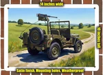 Metal Sign 1947 Willys CJ-2A Military Jeeps Oil Painting 14X10. Fixed Price $29.95.