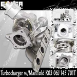 Emusa K03 06J145701T Turbo W/manifold For 05-09 Audi A4 Base Sedan 4D 2.0T. Fixed Price $265.99.